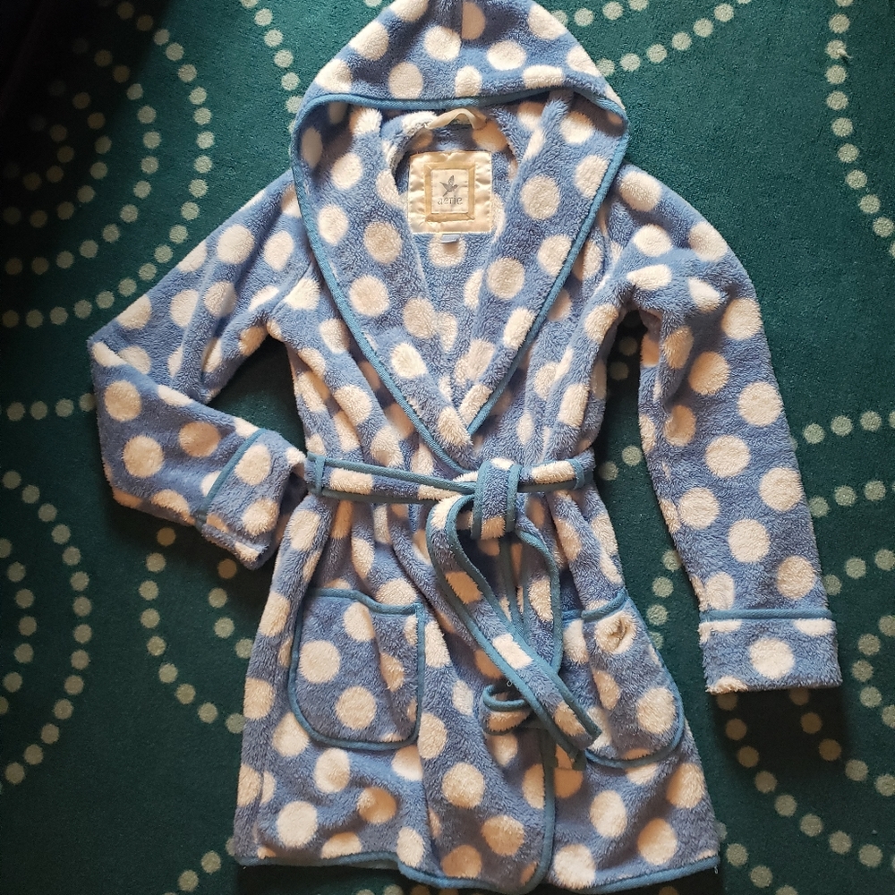 Aerie fluffy polka dot robe with hood